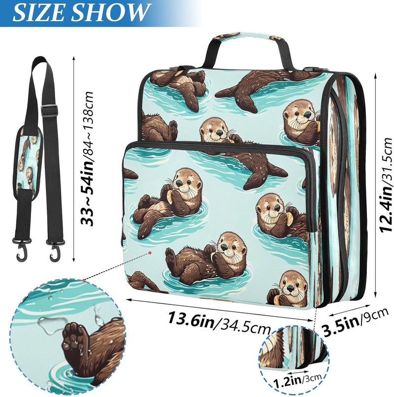 KEEPREAL Cute Sea Otters Zipper Binder for School with Shoulder Strap & Extra Pockets - 1.5 Inch 3-Ring Binder Holds 500+ Sheets, Textbooks, Laptop - Image 4